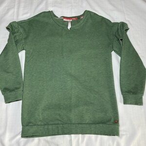 Matilda Jane Sweatshirt Ruffle Sleeve Size 10 Green Sweater Pullover Top Casual
